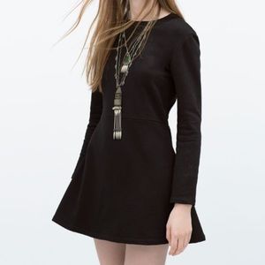 Zara faux suede long sleeve black basic dress